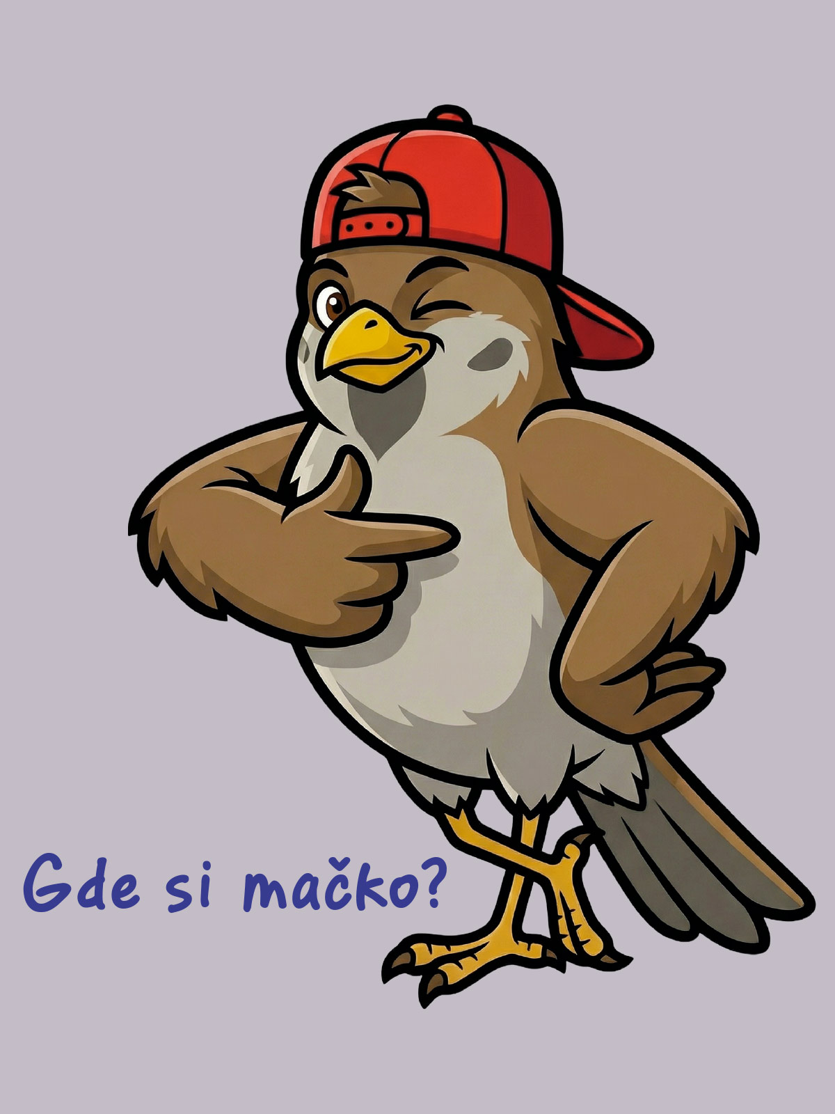 Ilustracija beogradskog vrapca dživdžana u street art stilu.