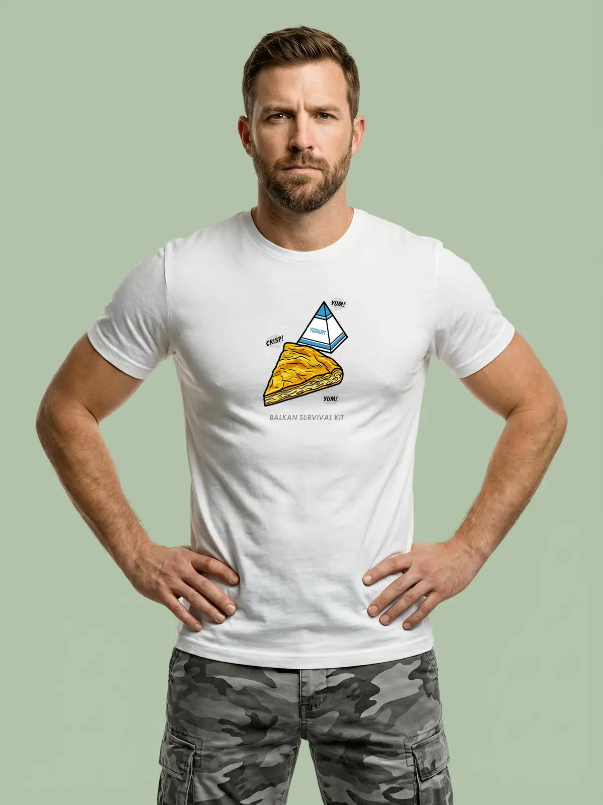 Pop-art ilustracija beogradskog bureka na masnom papiru.
